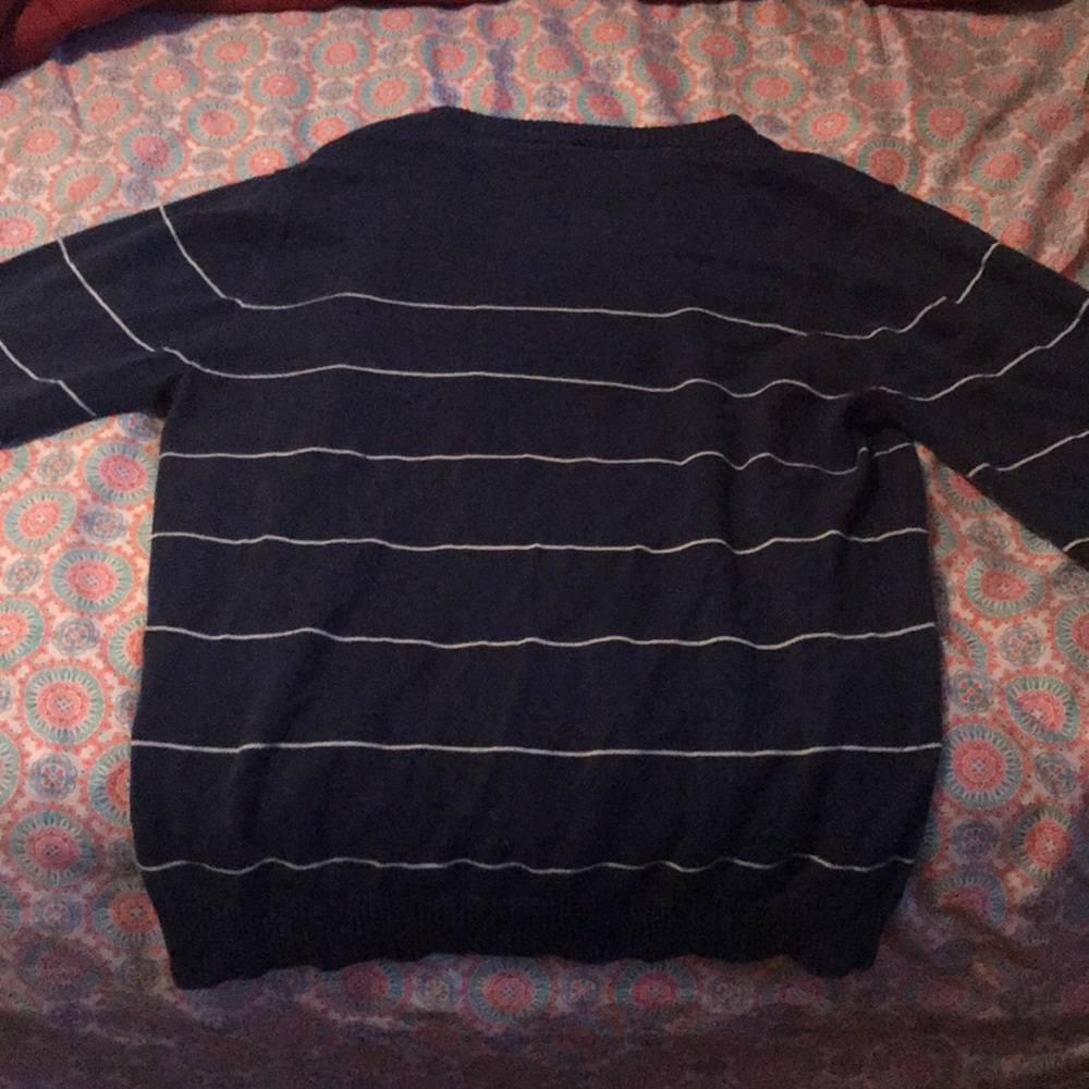 blue and white striped sweater